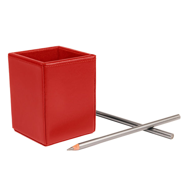 Dacasso Red Bonded Leather Pencil Cup