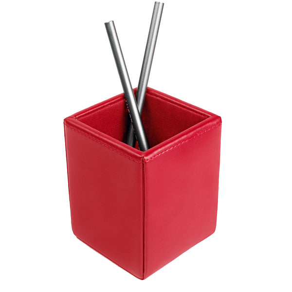 Dacasso Red Bonded Leather Pencil Cup