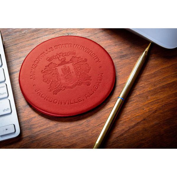 Dacasso Red Leatherette Single Coaster Round