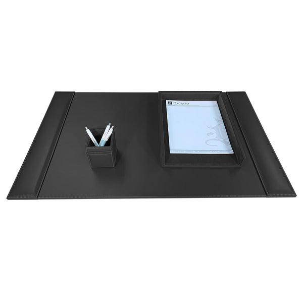 Dacasso Rustic Black Leather 3-Piece Desk Set