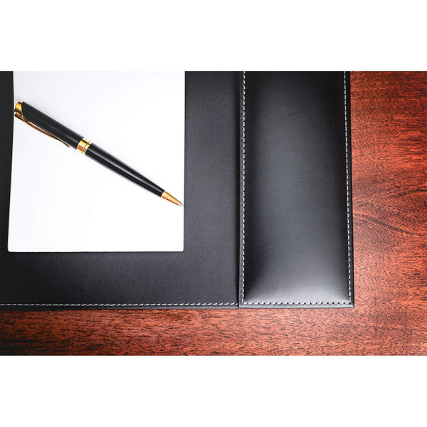 Dacasso Rustic Black Leather 3-Piece Desk Set