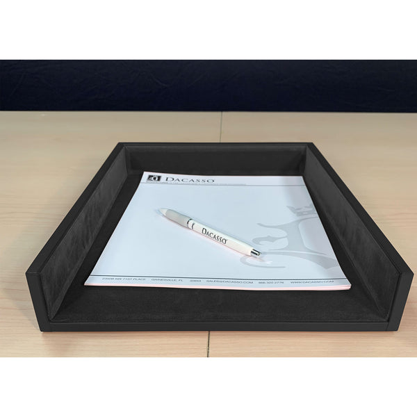 Dacasso Rustic Black Leather Letter Tray