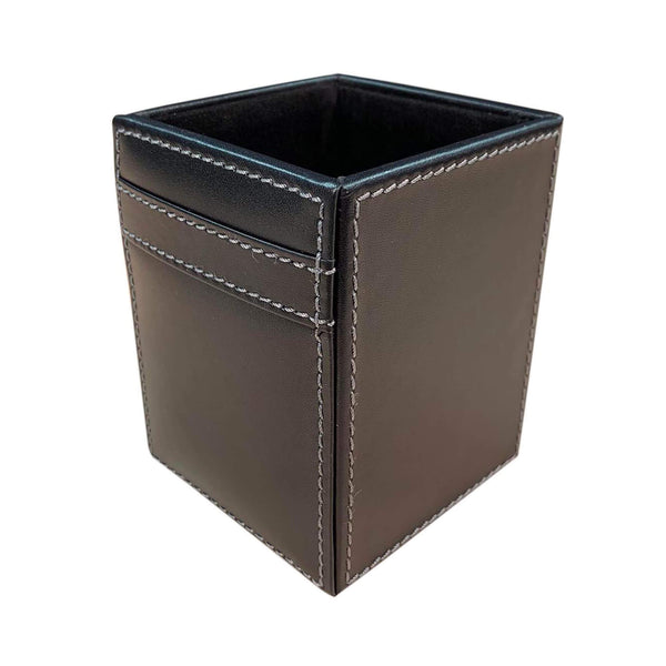 Dacasso Rustic Black Leather Pencil Cup