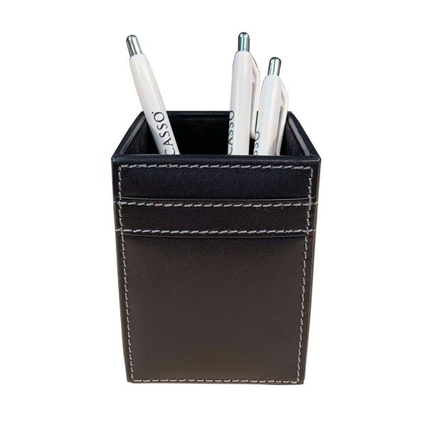 dacasso Rustic Black Leather Pencil Cup