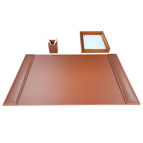 Dacasso Rustic Brown Leather 3-Piece Desk Set