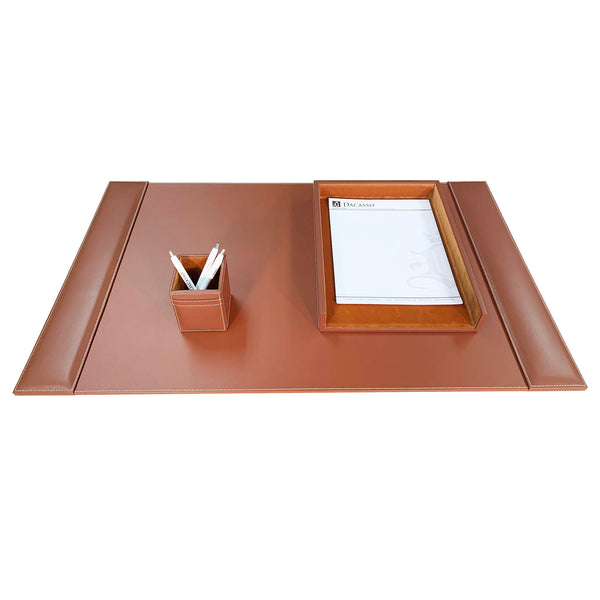 Dacasso Rustic Brown Leather 3-Piece Desk Set