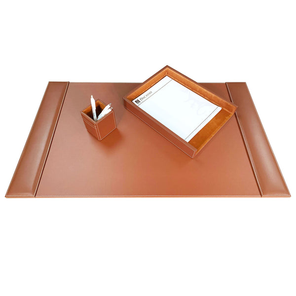 dacasso Rustic Brown Leather 3-Piece Desk Set