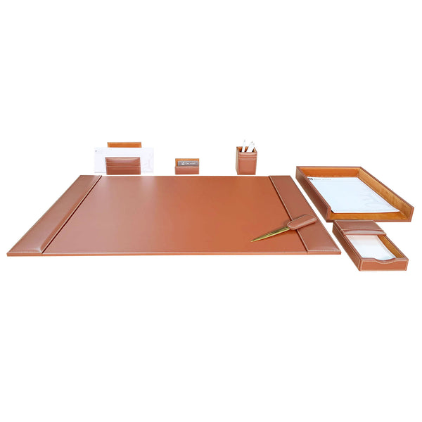 Dacasso Rustic Brown Leather 7-Piece Desk Set