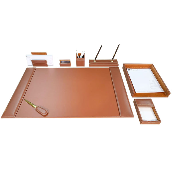 Dacasso Rustic Brown Leather 8-Piece Desk Set