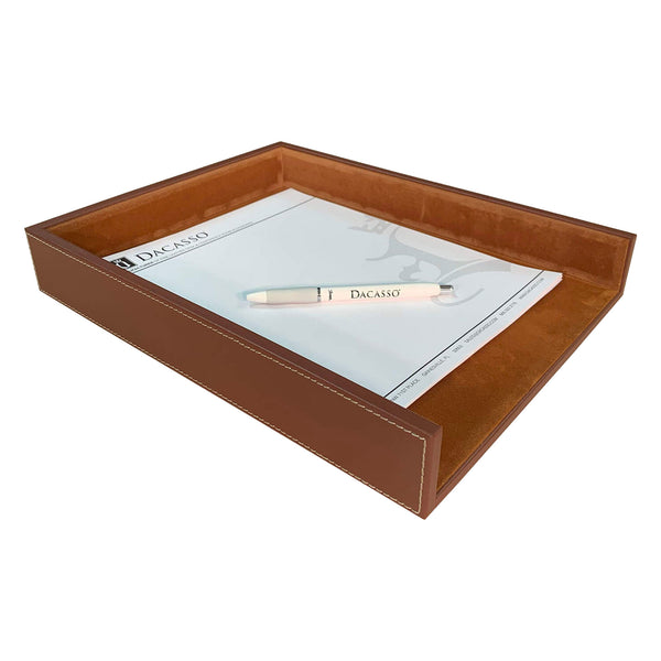 dacasso Rustic Brown Leather Letter Tray