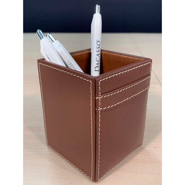 Dacasso Rustic Brown Leather Pencil Cup
