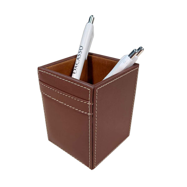 dacasso Rustic Brown Leather Pencil Cup