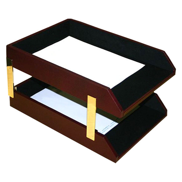 dacasso Two-Toned Leather Double Legal Trays