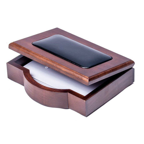 Dacasso Walnut & Black Leather Memo Holder
