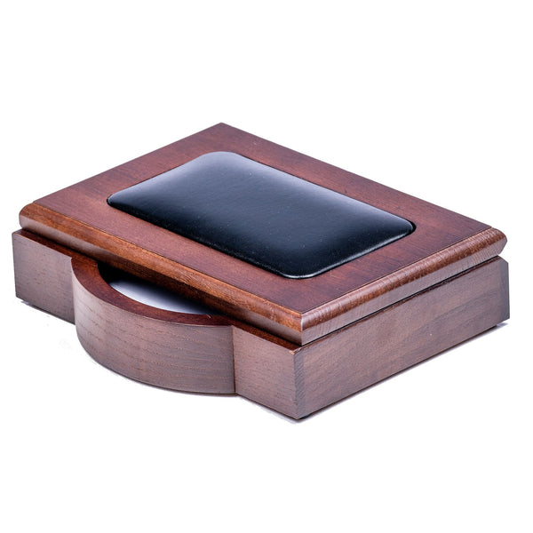 dacasso Walnut & Black Leather Memo Holder