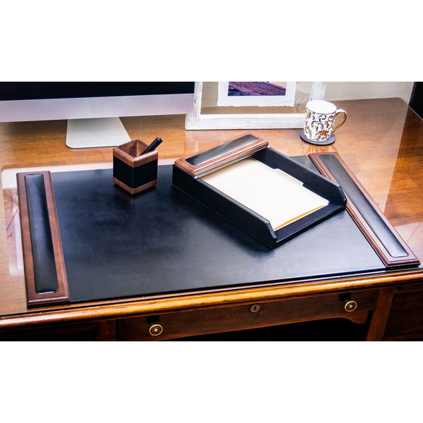 Dacasso Walnut & Leather 3-Piece Desk Set