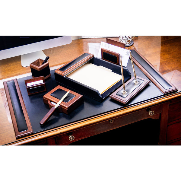 Dacasso Walnut & Leather 8-Piece Desk Set