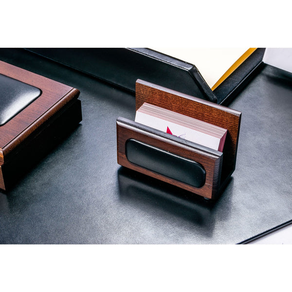 Dacasso Walnut & Leather Business Card Holder