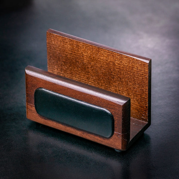 Dacasso Walnut & Leather Business Card Holder