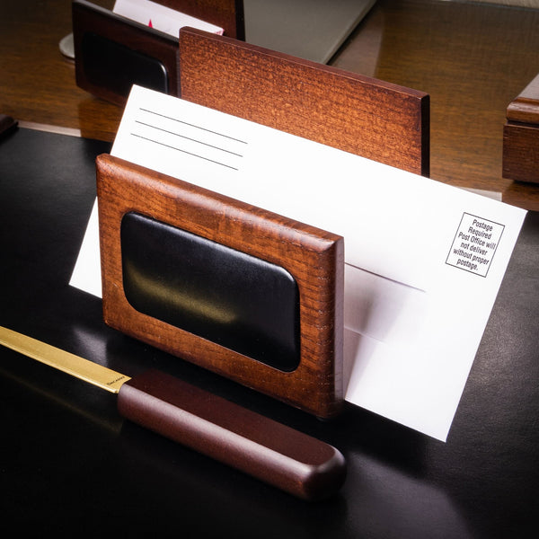Dacasso Walnut & Leather Letter Holder