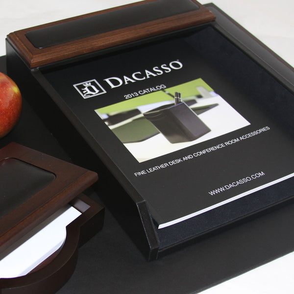 Dacasso Walnut & Leather Letter Tray