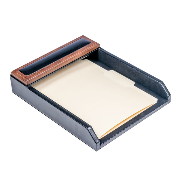 dacasso Walnut & Leather Letter Tray