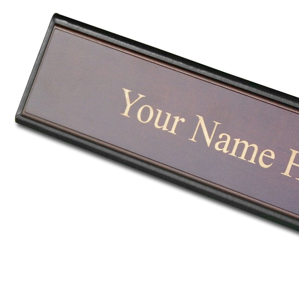 Dacasso Walnut & Leather Name Plate
