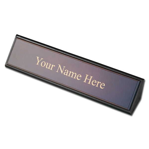 dacasso Walnut & Leather Name Plate