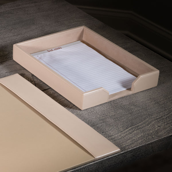 Dacasso White Latte Bonded Leather Letter Tray
