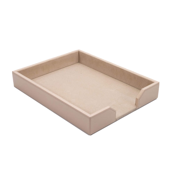 dacasso White Latte Bonded Leather Letter Tray