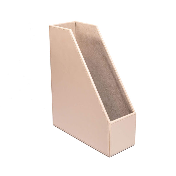 dacasso White Latte Bonded Leather Magazine Rack