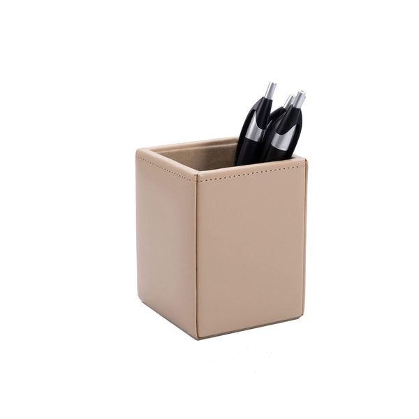 Dacasso White Latte Bonded Leather Pencil Cup