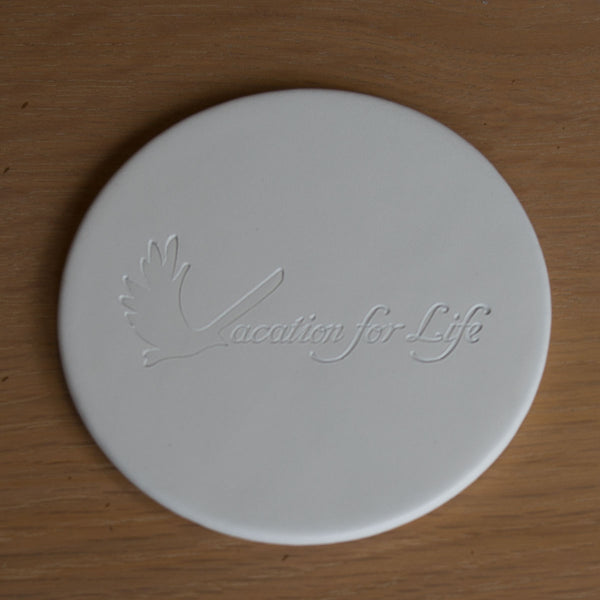 Dacasso White Leatherette Coaster Round