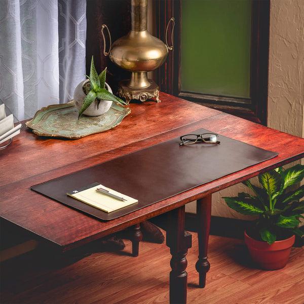 Dacasso Dark Brown Bonded Leather 32" X 15" No Core Rollable Desk Mat/Pad