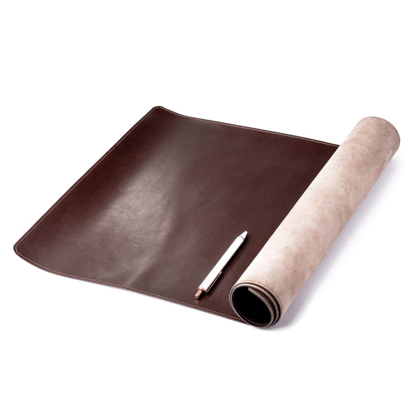 Dacasso Dark Brown Bonded Leather 32" X 15" No Core Rollable Desk Mat/Pad