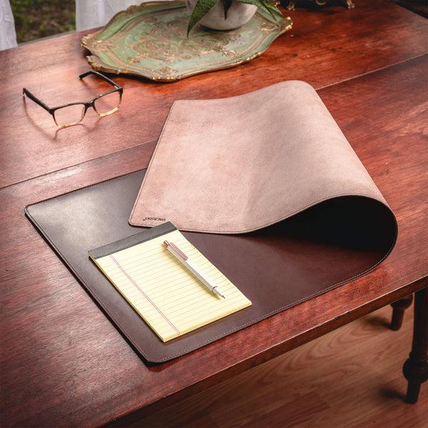 Dacasso Dark Brown Bonded Leather 32" X 15" No Core Rollable Desk Mat/Pad
