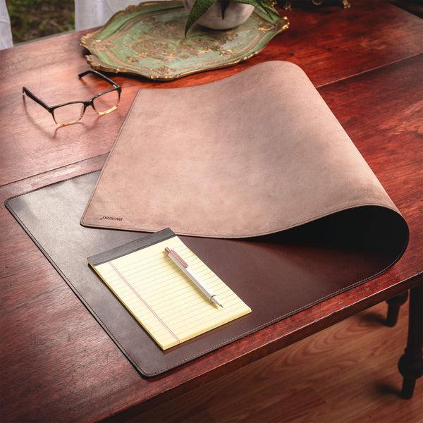 Dacasso Dark Brown Bonded Leather 36" X 17" No Core Rollable Desk Mat/Pad