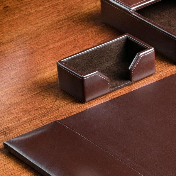 Dacasso Dark Brown Bonded Leather Business Card Holder