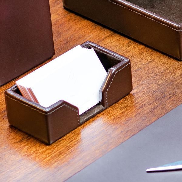 Dacasso Dark Brown Bonded Leather Business Card Holder
