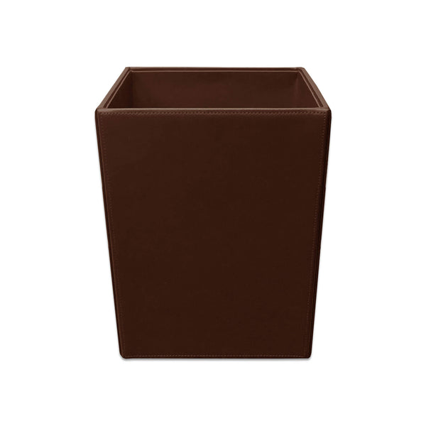 Dacasso Dark Brown Bonded Leather Waste Basket 14 Qt