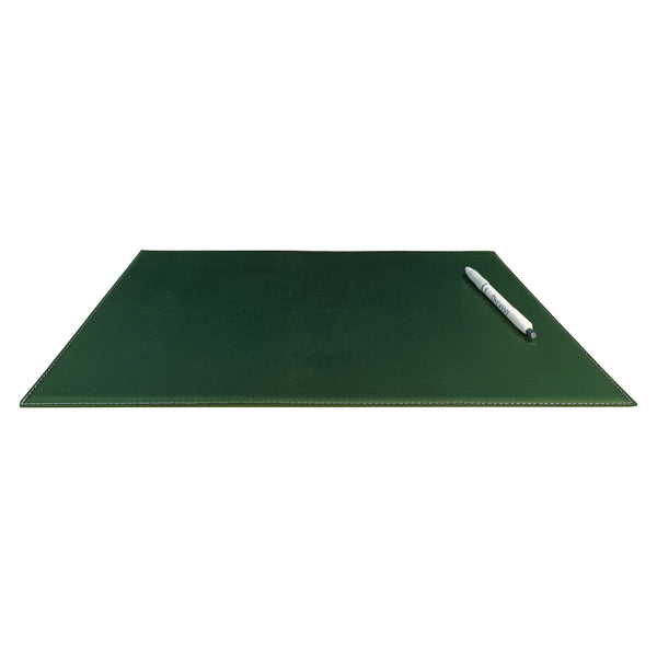 Dacasso Dark Green 17 X 12 Leatherette Square Corner Placemat W/ White Stitching