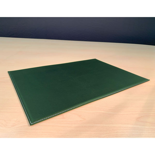 Dacasso Dark Green 17 X 12 Leatherette Square Corner Placemat W/ White Stitching