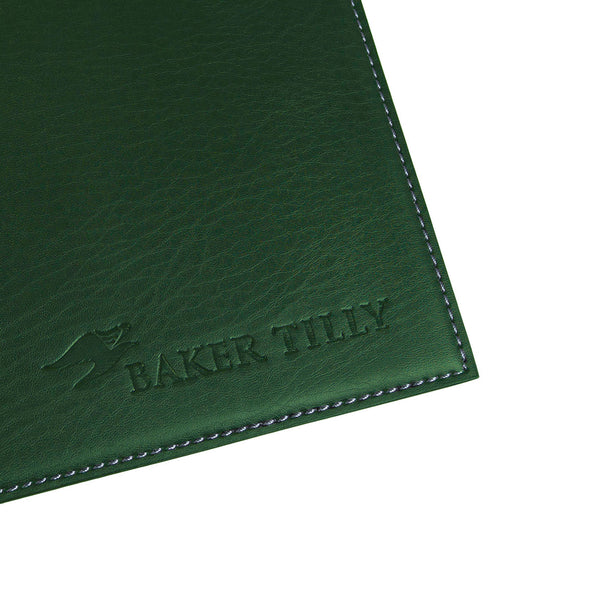 Dacasso Dark Green 17 X 12 Leatherette Square Corner Placemat W/ White Stitching