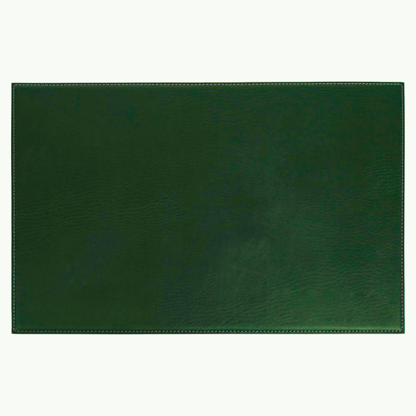 dacasso Dark Green 17 x 12 Leatherette Square Corner Placemat w/ White Stitching