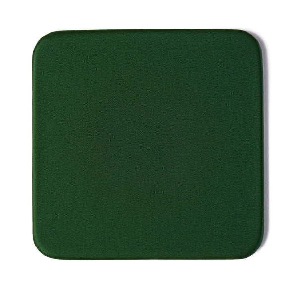 Dacasso Dark Green Leather 10 Square Coaster Set W/ Holder