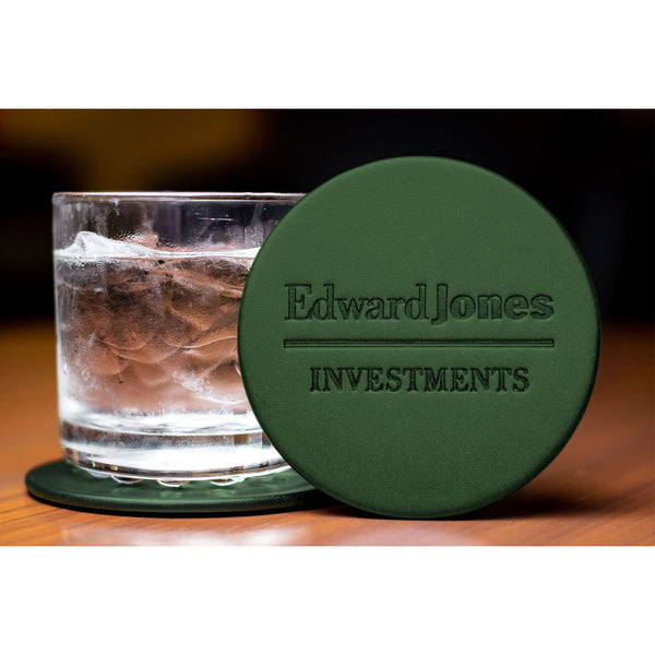 Dacasso Dark Green Leatherette Single Coaster Round