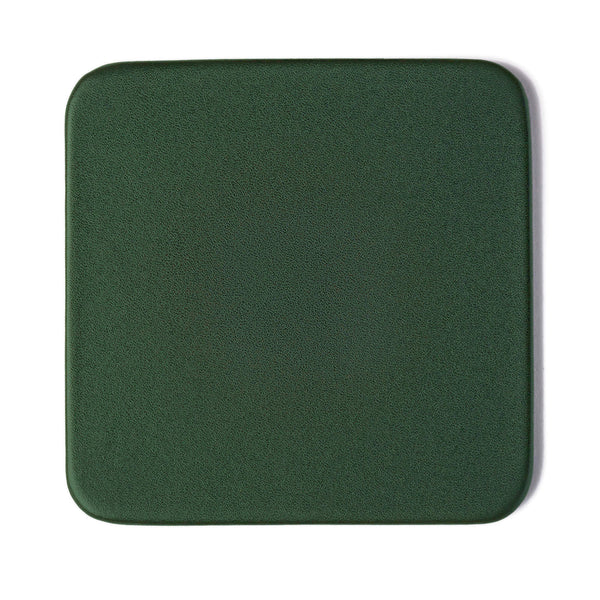 Dacasso Dark Green Leatherette Single Coaster Square