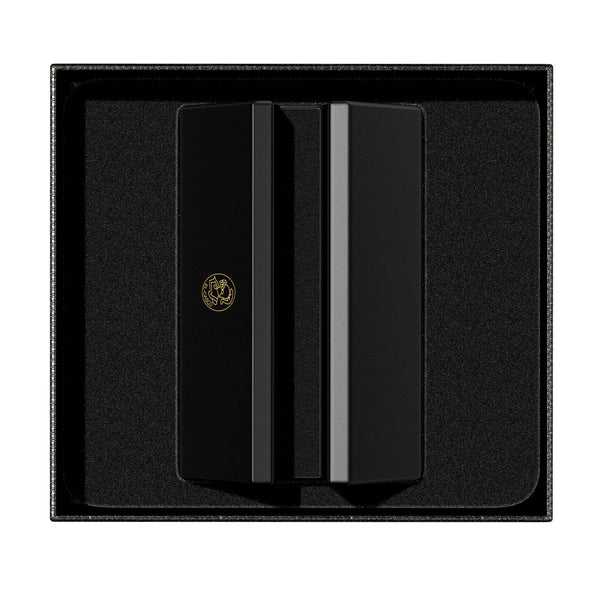 Dacasso El Casco Black With 23 Kt Gold Logo Business Card Holder