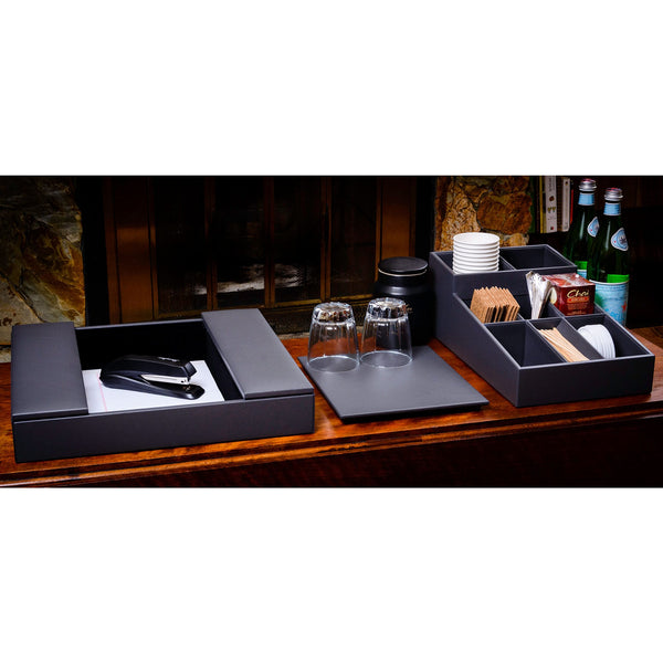 Dacasso Gray Leatherette Coffee Condiment Organizer