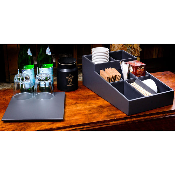 Dacasso Gray Leatherette Coffee Condiment Organizer